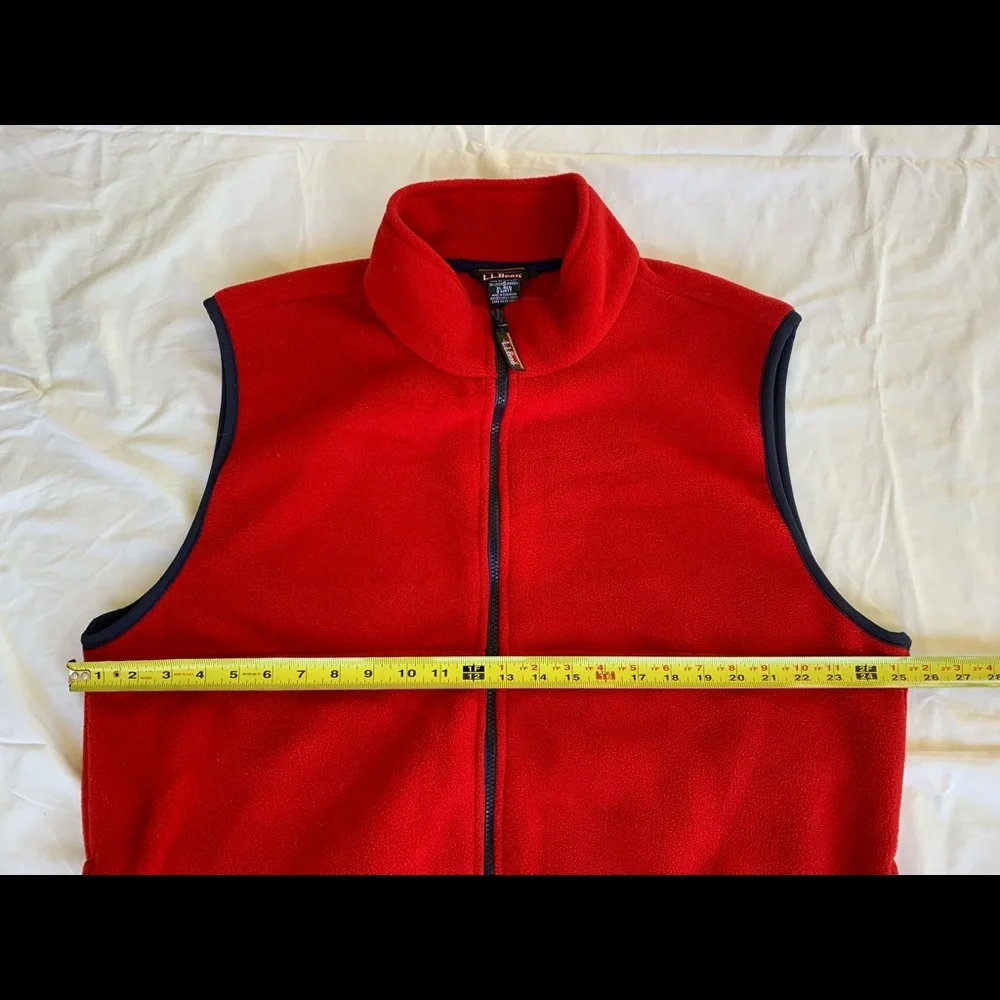 LL Bean Fleece Vest Polartec XL Zip Front Red - Picture 2 of 10